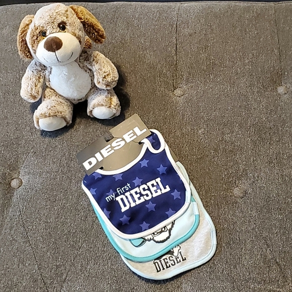 Diesel 3-piece designer baby bibs